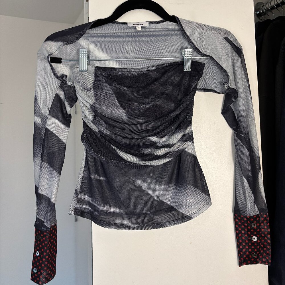 Miaou Iris feather print top size small